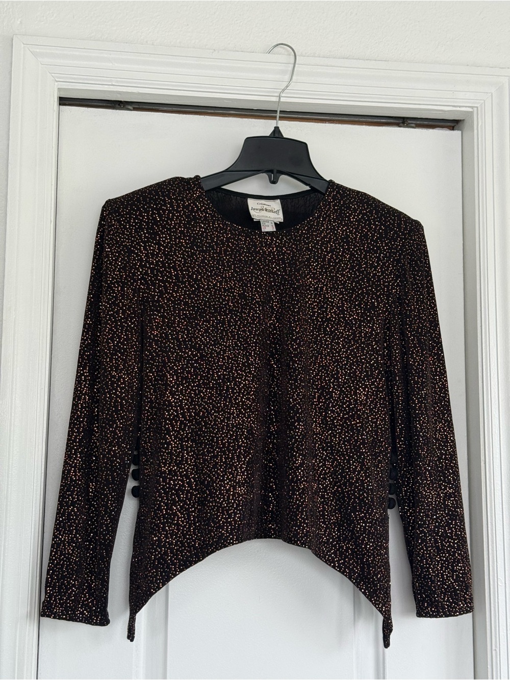 Joseph Ribkoff Black Metallic Speckled Long-Sleeve Top